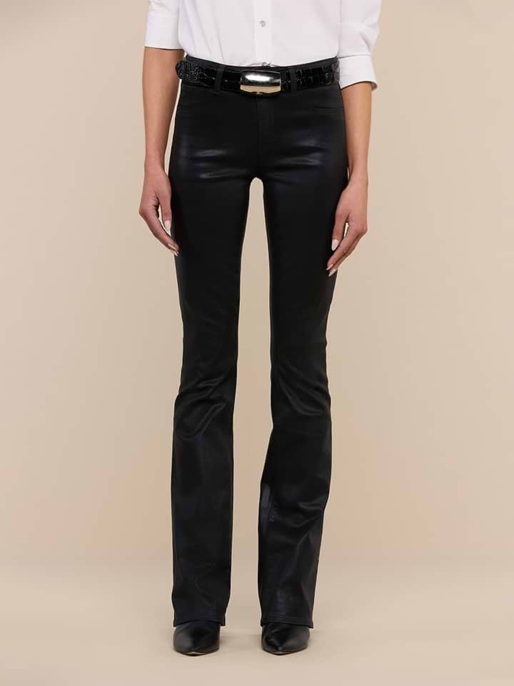 L’Agence Selma High Rise Noir Coated Bootcut Jeans